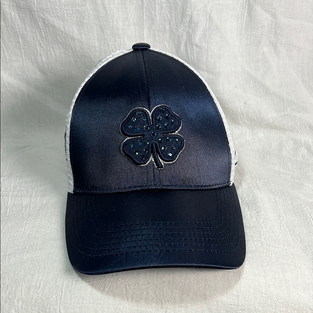 Black Clover Navy Blue & White -Glitter Logo Mesh Back Adjustable Cap Hat